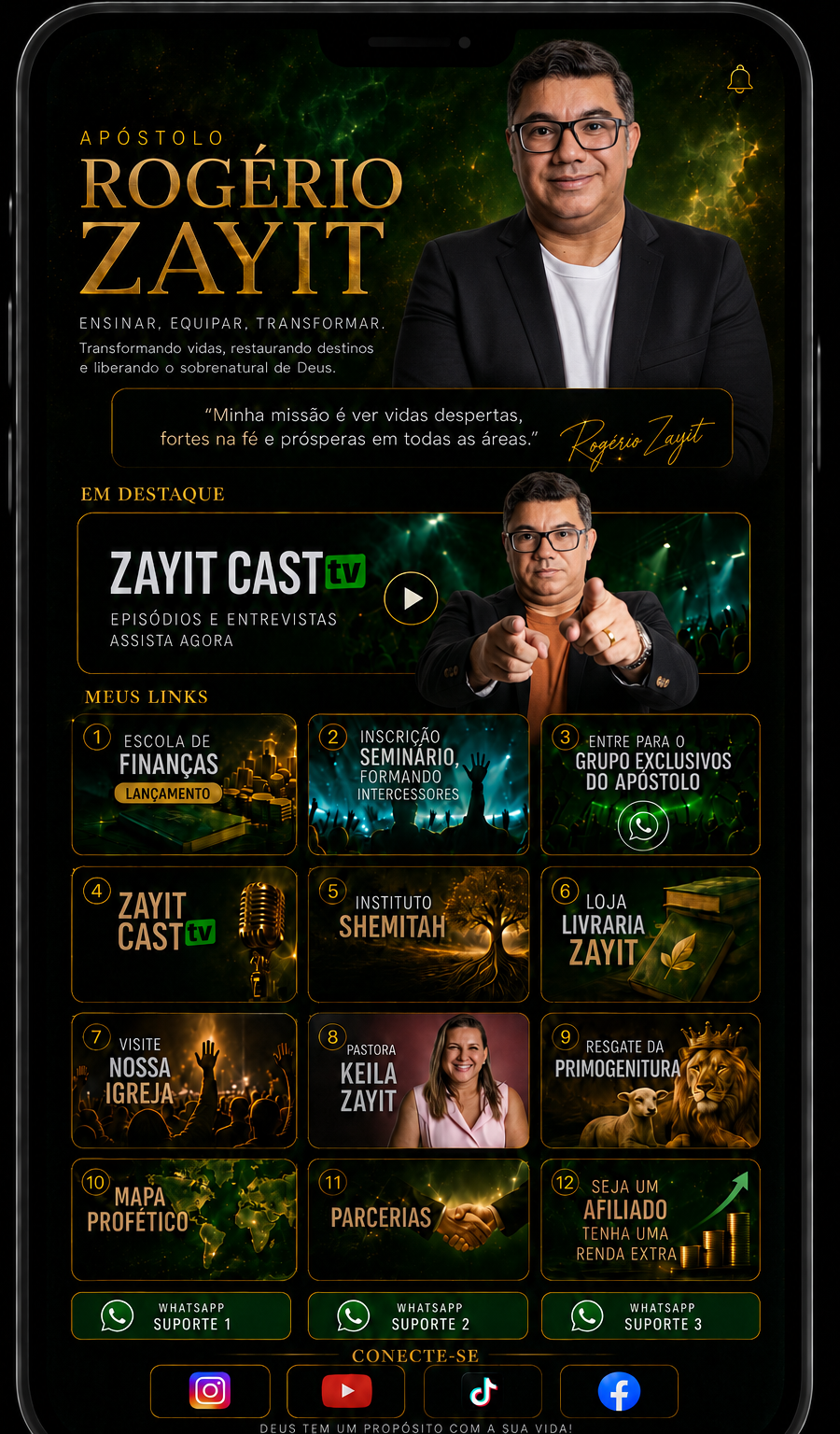 Links oficiais do Apóstolo Rogério Zayit